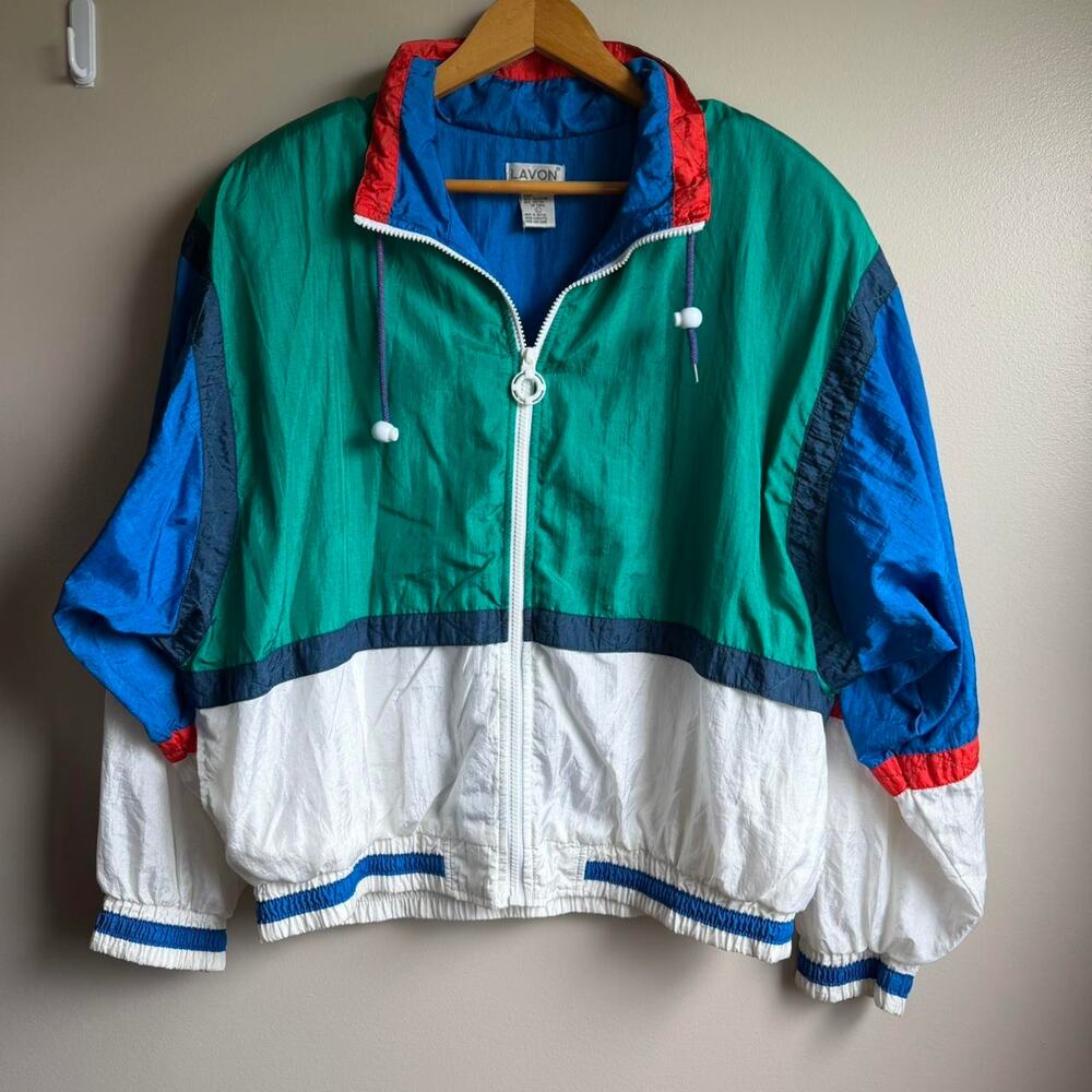 Vintage 80s Euro Joy Colorblock Windbreaker Track Jacket Retro Streetwear Size L